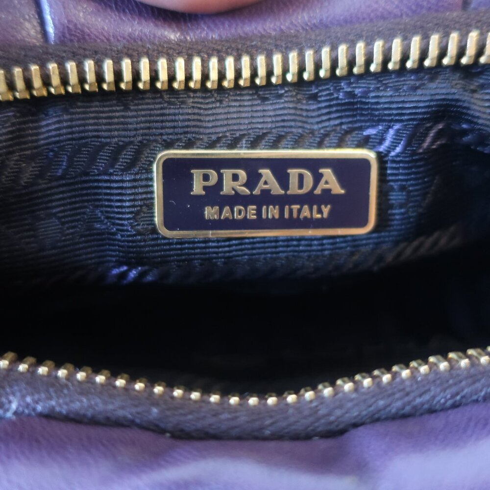 Womens Prada Purple Nappa Rosette Floral Leather Shoulder Bag - Picture 11 of 16